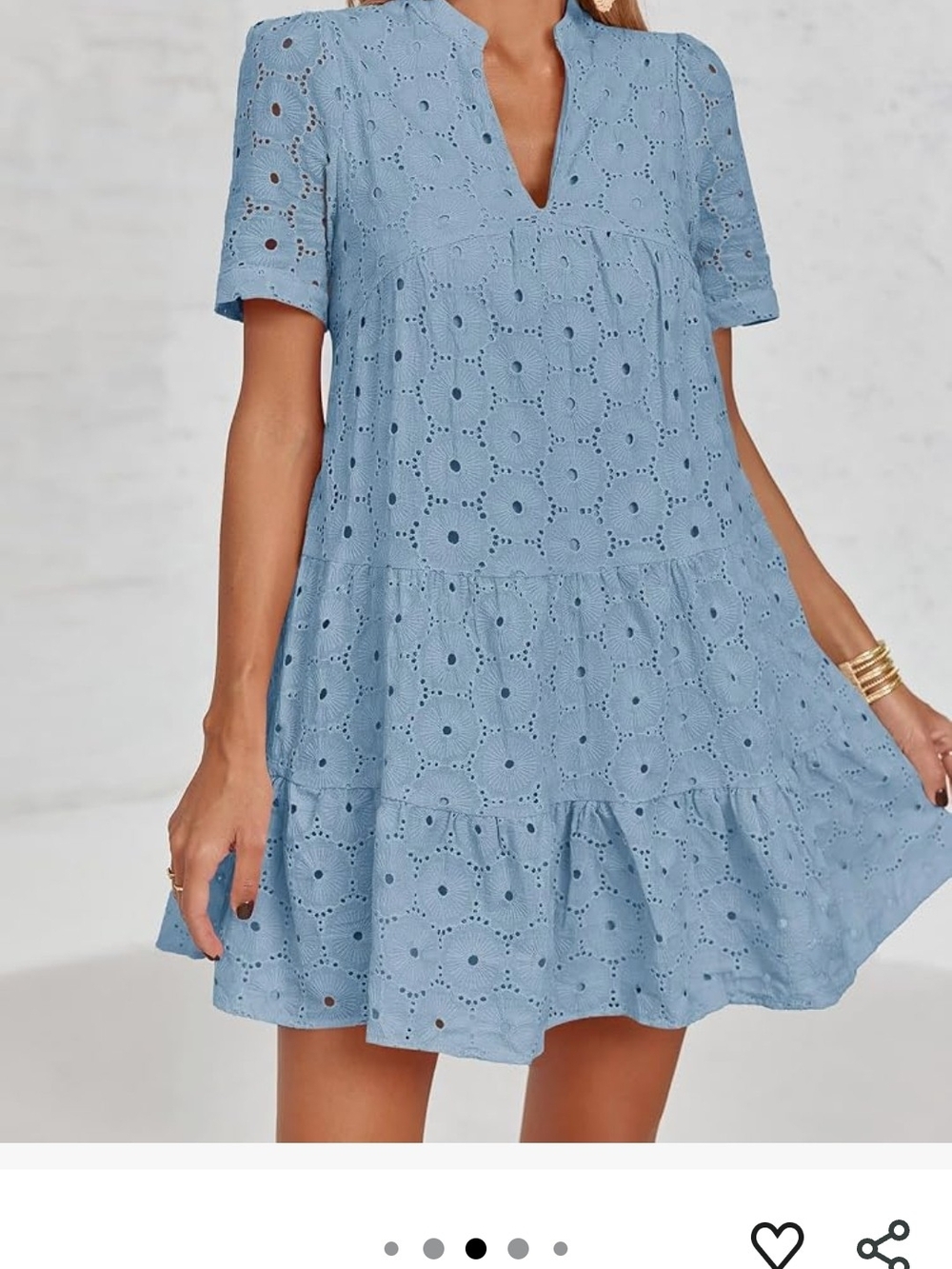 Amazon Light Blue Eyelet Tiered Mini Dress
